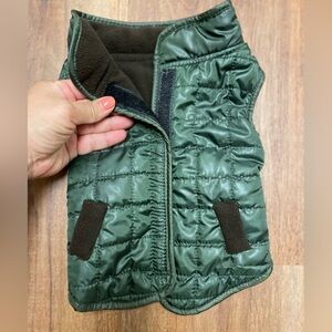 Dog Vest (small dog) Green with brown lining Size Small Polyester, Velcro